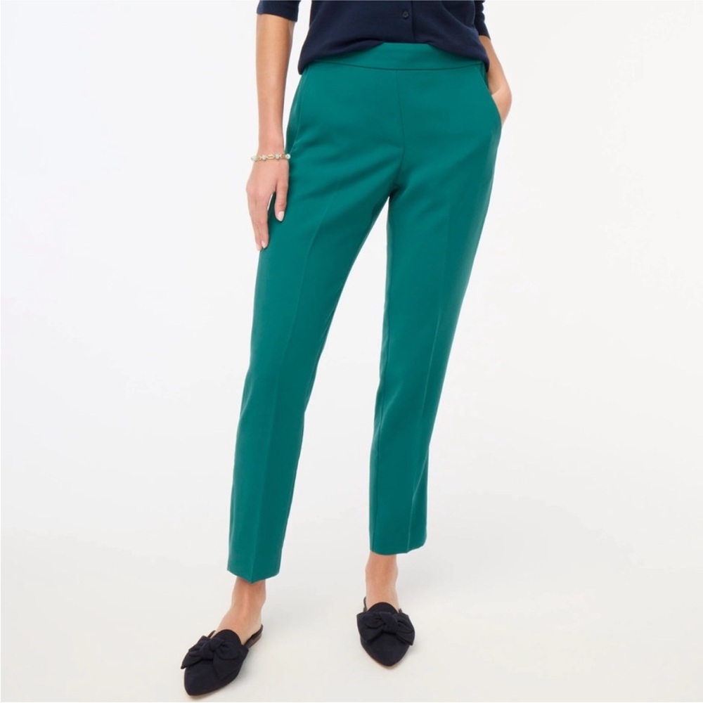 J. Crew Women's Cropped Teal Jamie Pants Elastic Waist Size 10